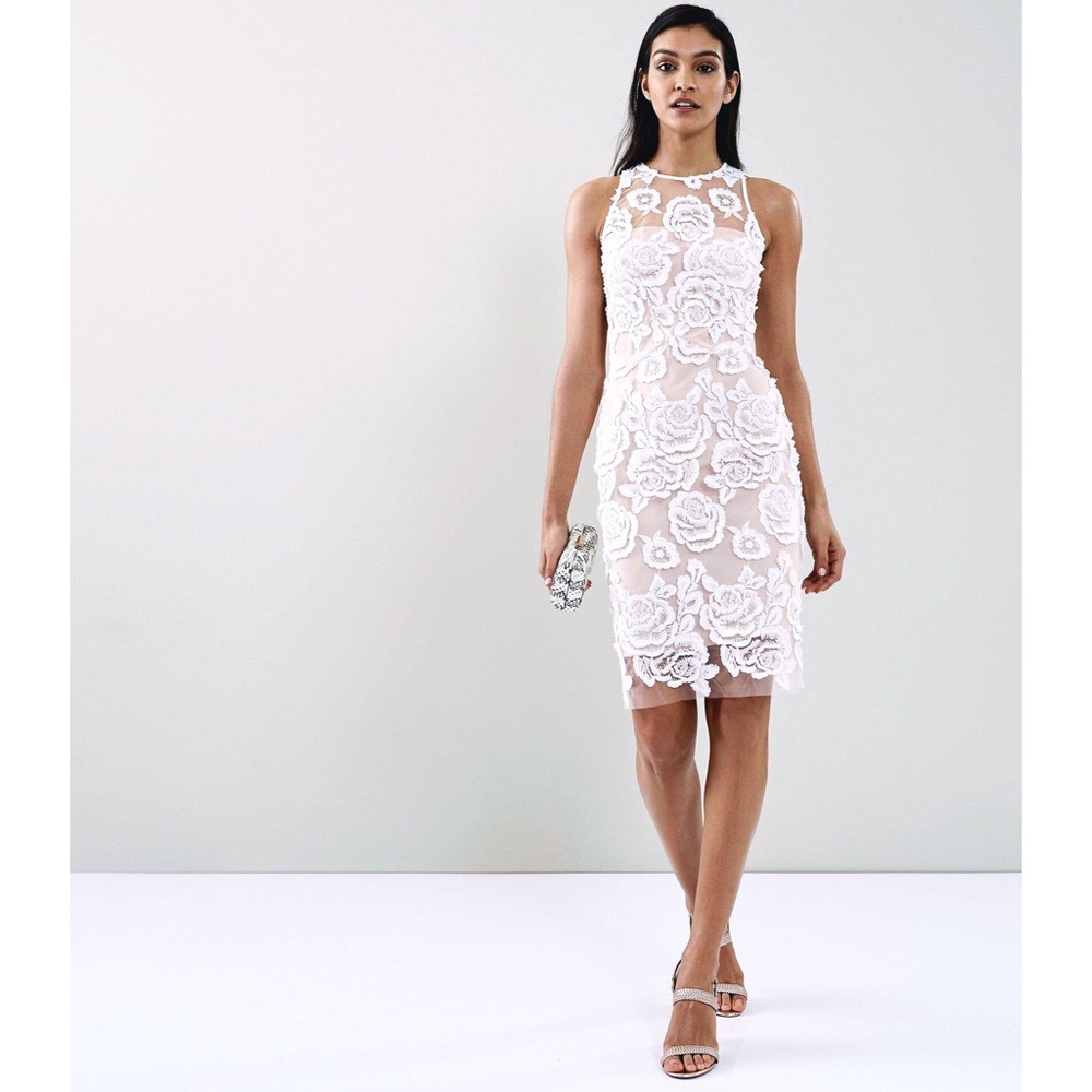 REISS Floral Lace Midi Dress